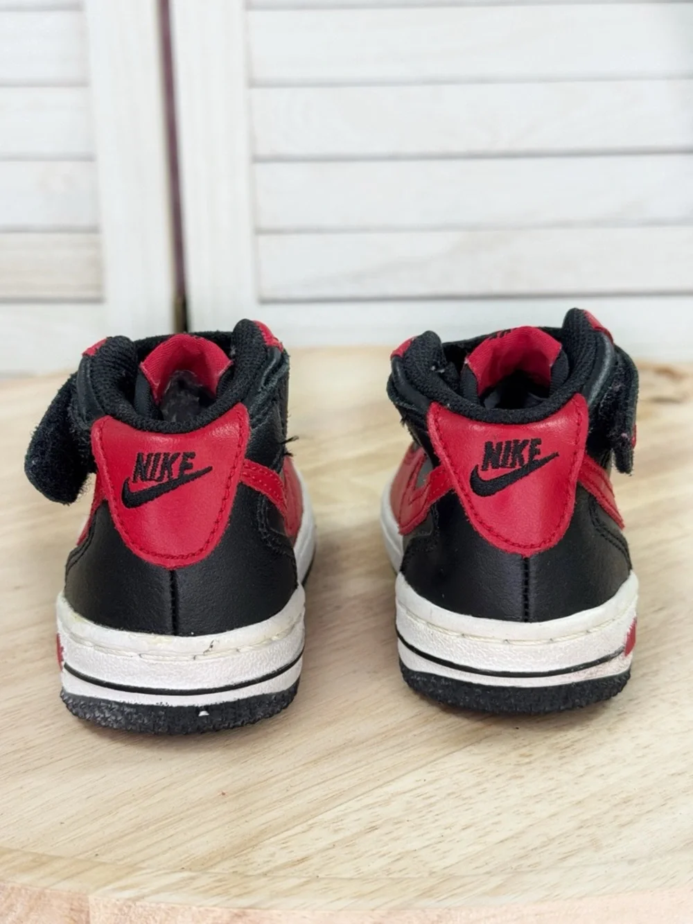 Nike Air Force 1 Mid Toddler Sneakers Red‎ Black Size 5 307192-063